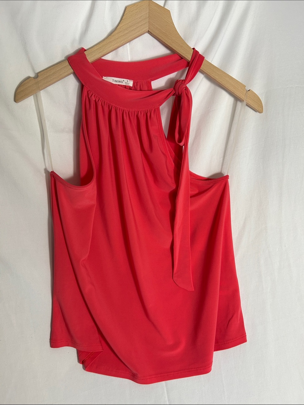 Timing Red Tie-Neck Halter Tank Top